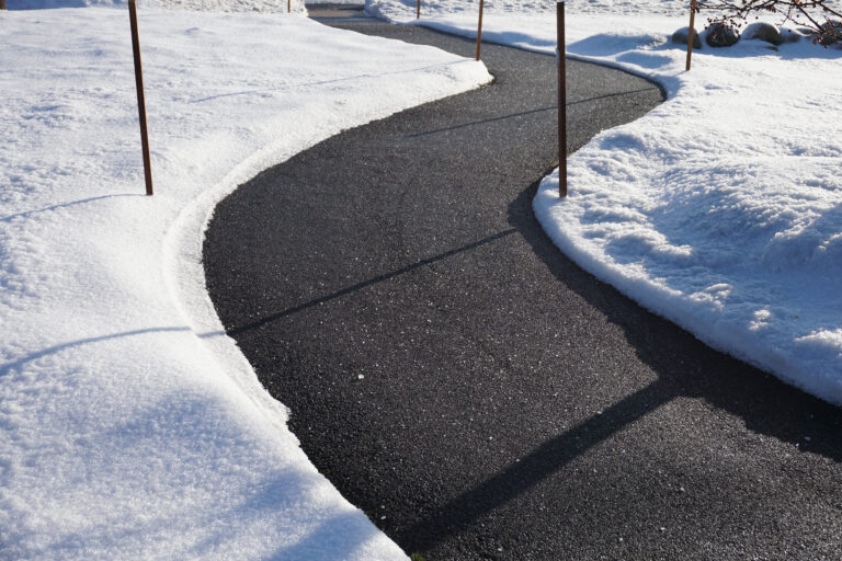 Winding Sidewalk After Snow With Snow Removed